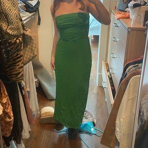 Green strapless reformation dress
